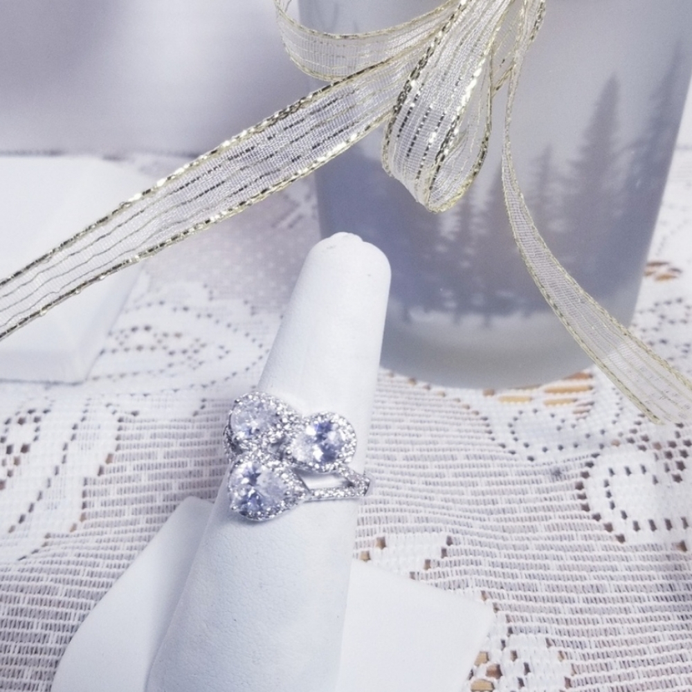 Silver Tear Drop 6 carat Simulated Diamond Ring